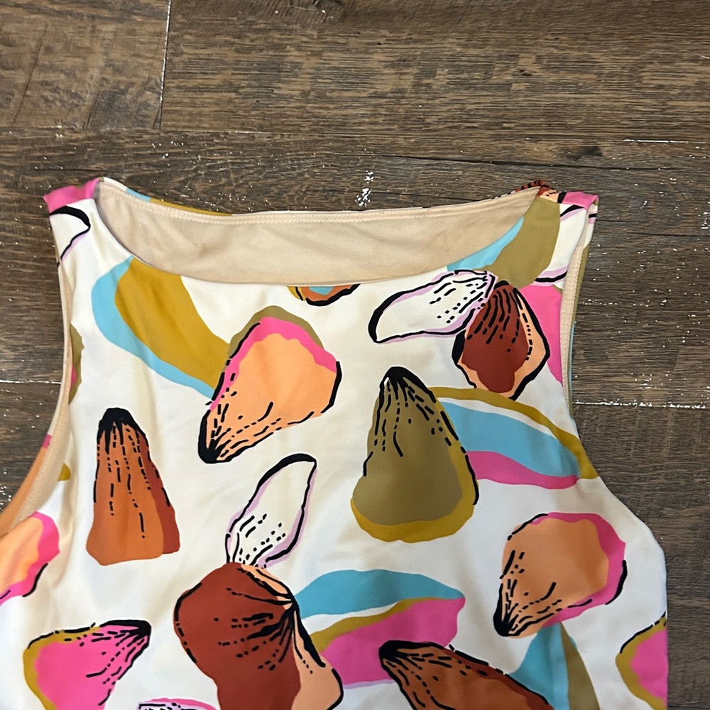 Lime Ricki Multicolor Abstract Shell-Print Swimsuit Tank Top Size Small - Picture 2 of 7